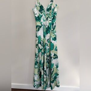 Floral Green and White Maxi Dress